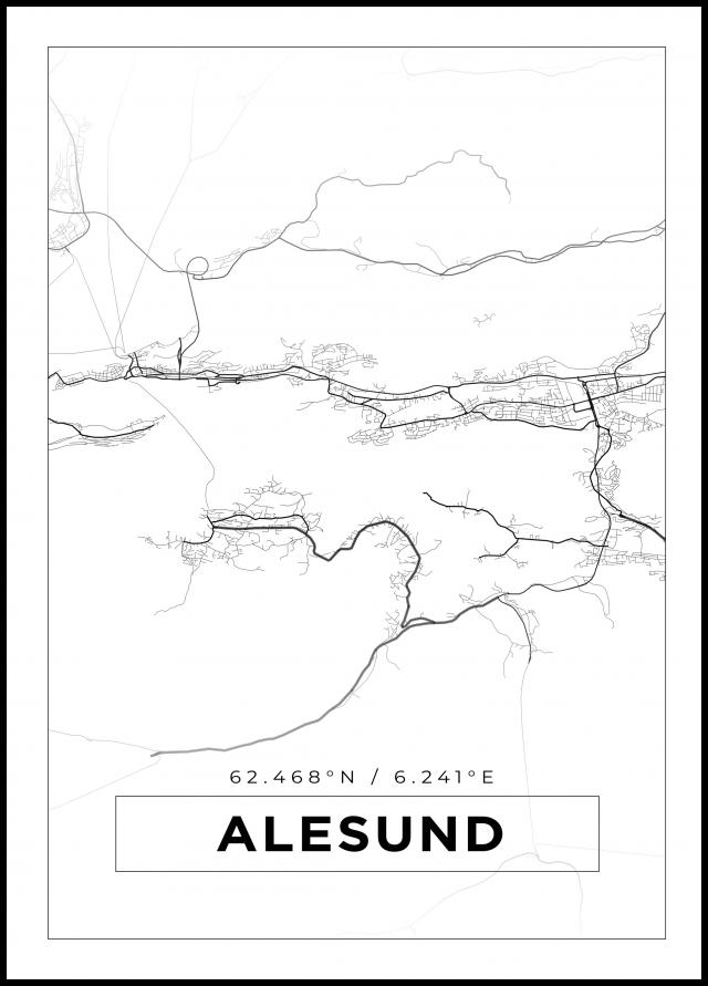 Mappa - Alesund - Poster bianco