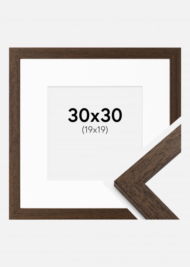 Cornice Brown Wood 30x30 cm - Passe-partout Bianco 20x20 cm