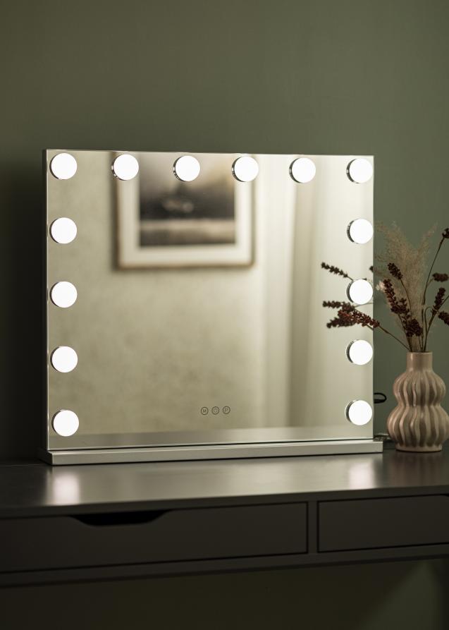 KAILA Specchio per trucco Base LED 14 Argento 65x56 cm