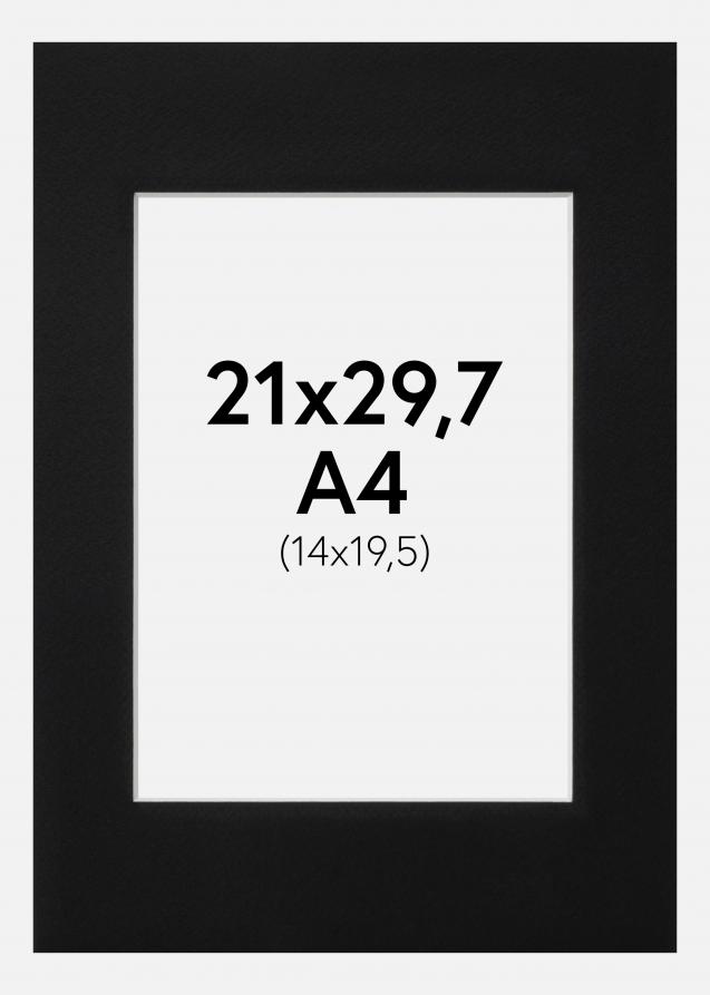 Passe-partout Nero Standard (Bordo interno bianco) 21x29,7 cm (14x19,5)