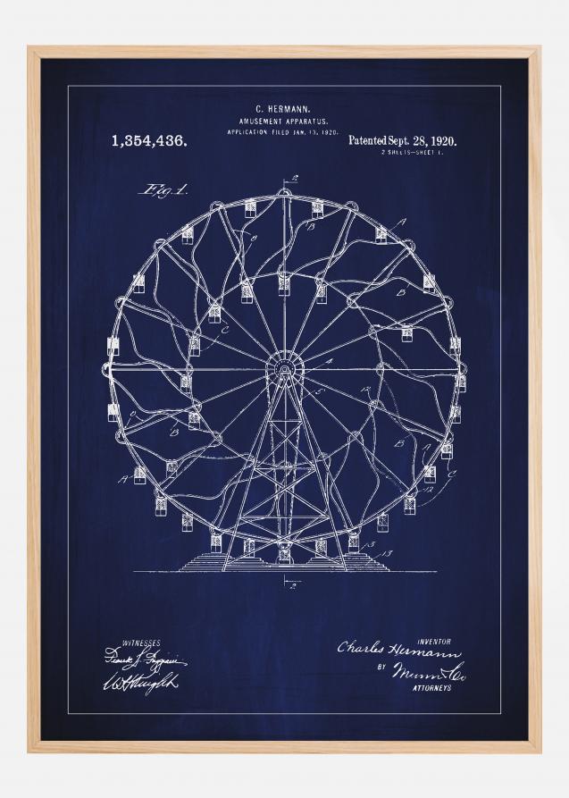 Disegni di brevetti - Ruota panoramica - Blu Poster
