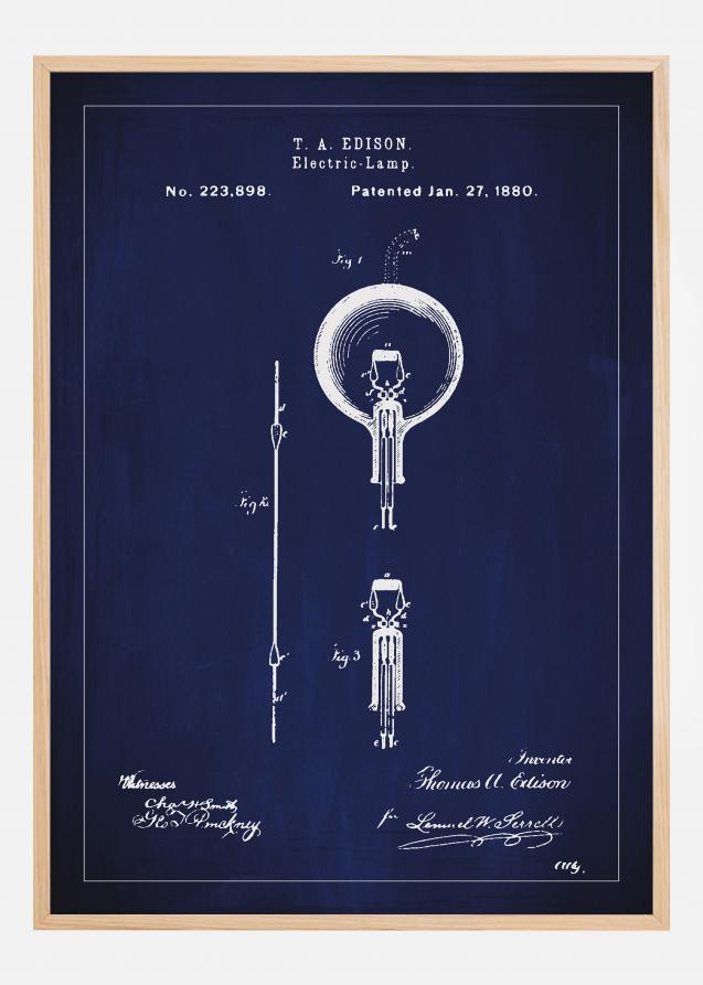 Disegni di brevetti - Lampadina B - Blu Poster