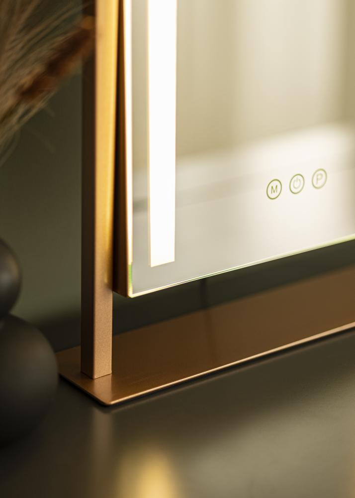 KAILA Specchio per trucco stand LED Oro rosa 30x41 cm