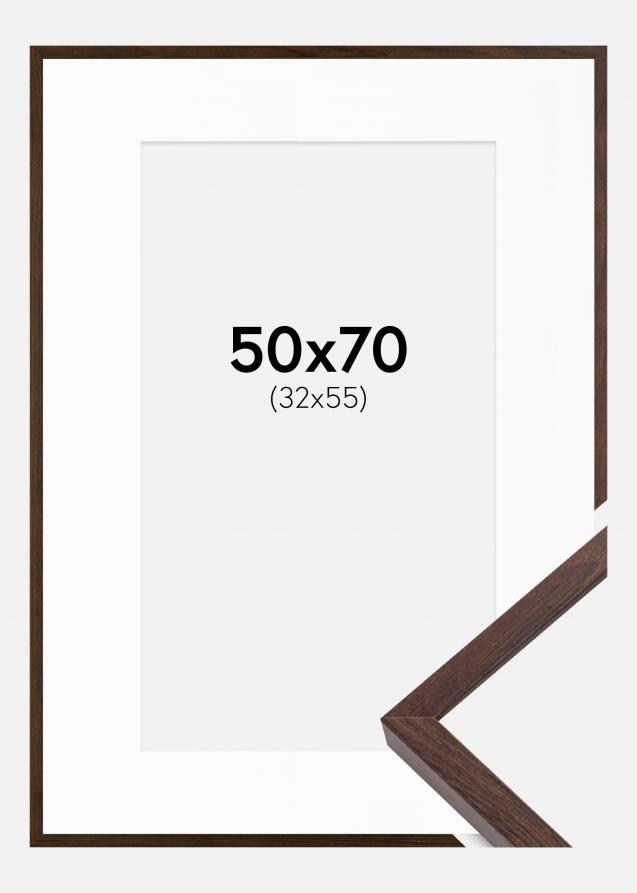 Cornice E-Line Noce 50x70 cm - Passe-partout Bianco 33x56 cm