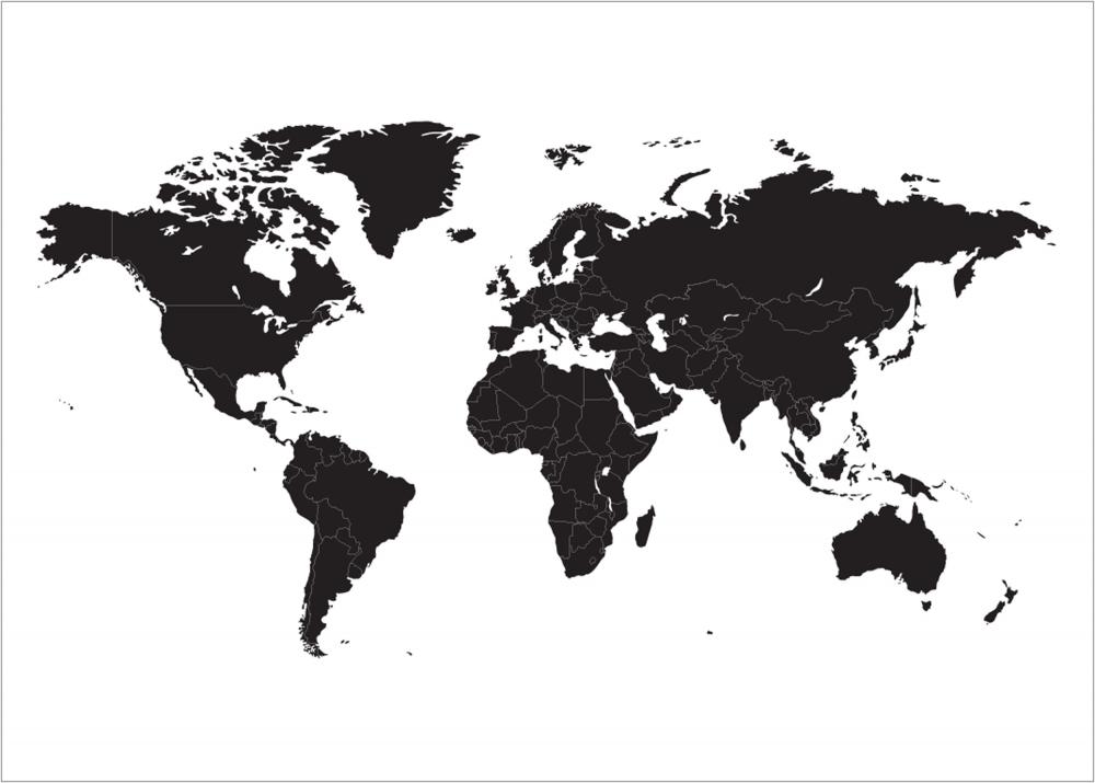 Mappa del mondo - Nero Poster