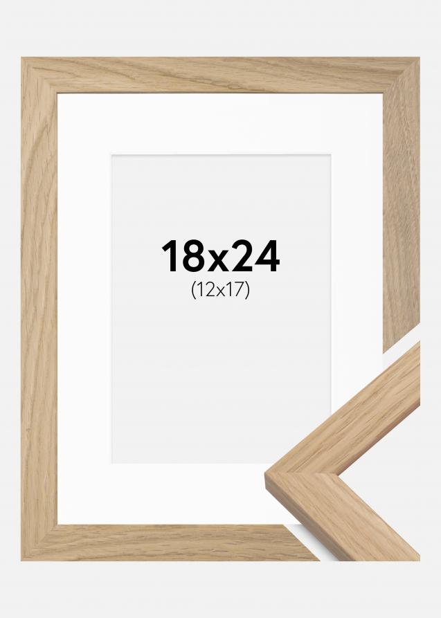 Cornice Oak Wood 18x24 cm - Passe-partout Bianco 13x18 cm