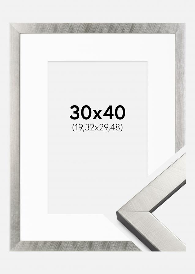 Cornice Uppsala Argento 30x40 cm - Passe-partout Bianco 8x12 inches