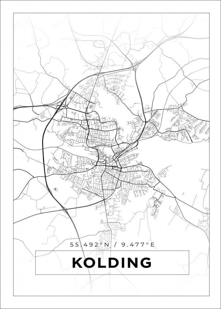 Mappa - Kolding - Poster bianco