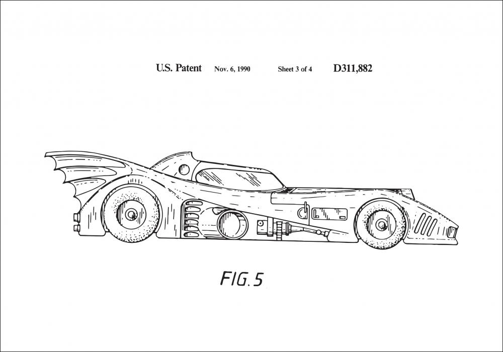Disegni di brevetti - Batman - Batmobile 1990 III Poster