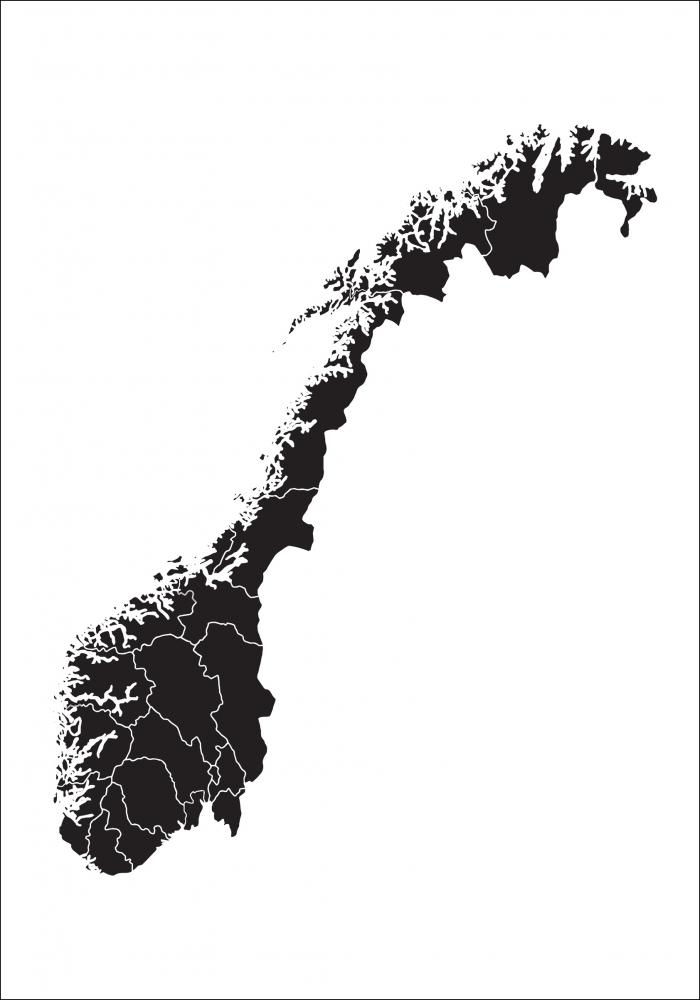 Mappa - Norge - Nero Poster
