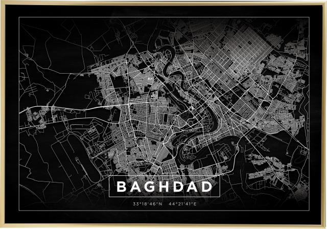 Mappa - Baghdad - Nero Poster