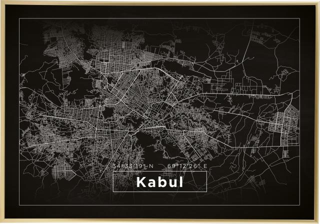 Mappa - Kabul - Nero Poster