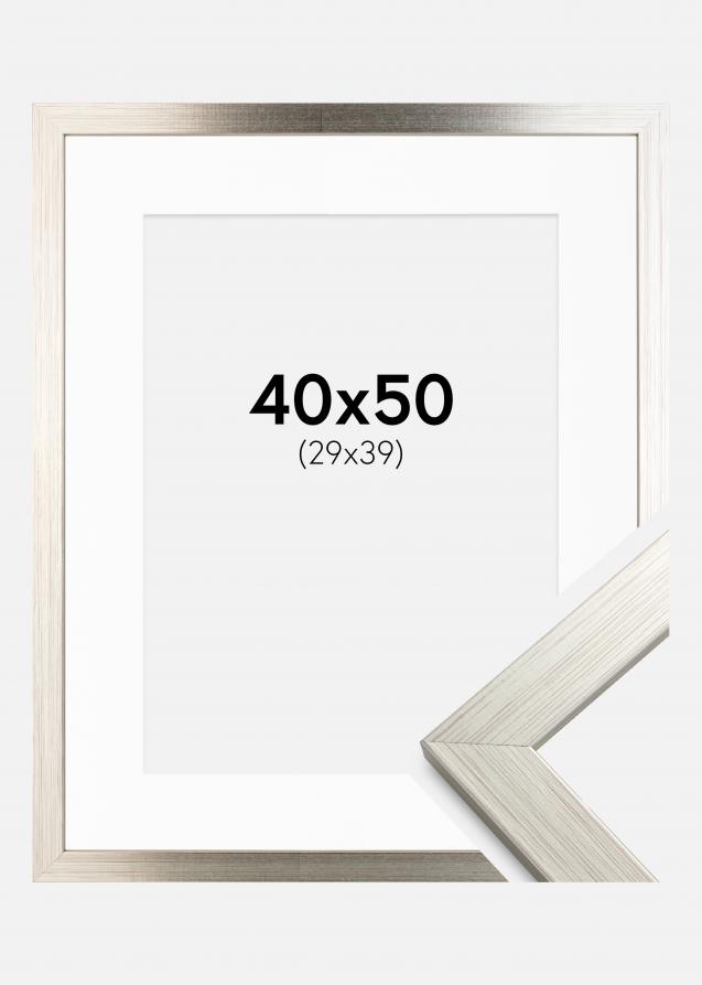 Cornice Silver Wood 40x50 cm - Passe-partout Bianco 30x40 cm