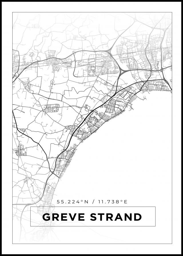 Mappa - Greve Strand - Poster bianco