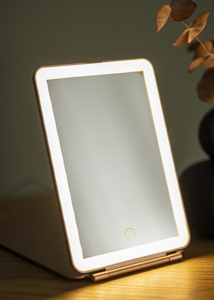KAILA Specchio per trucco Travel LED Ricaricabile Oro rosa 14x20 cm