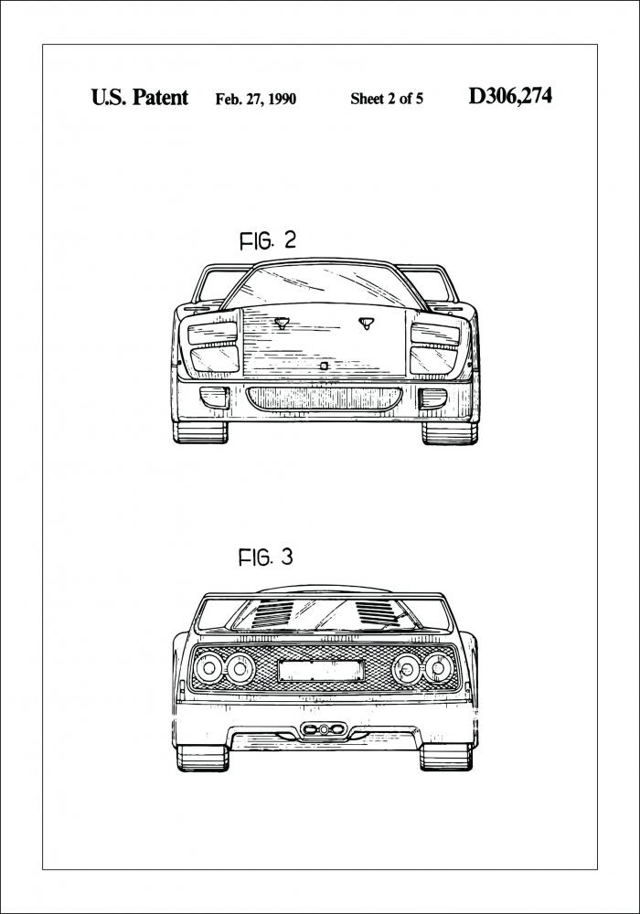 Disegni di brevetti - Ferrari F40 III Poster