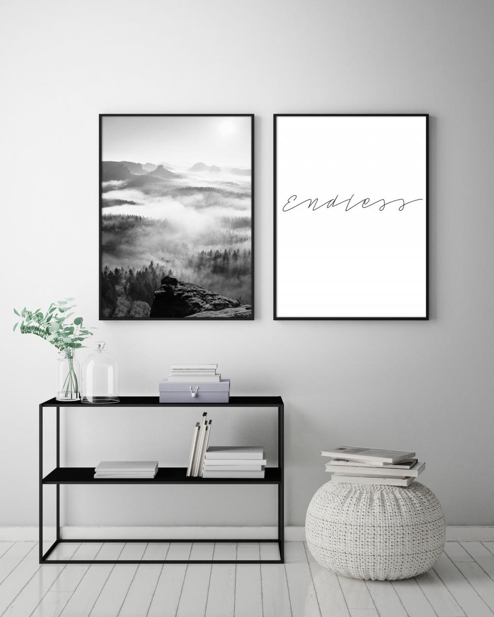 Acquista Foggy Forest Black & White I - 50x70 cm Poster qui