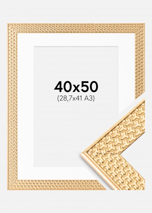 Cornice Grace Oro 40x50 cm - Passe-partout Bianco 29,7x42 cm (A3)