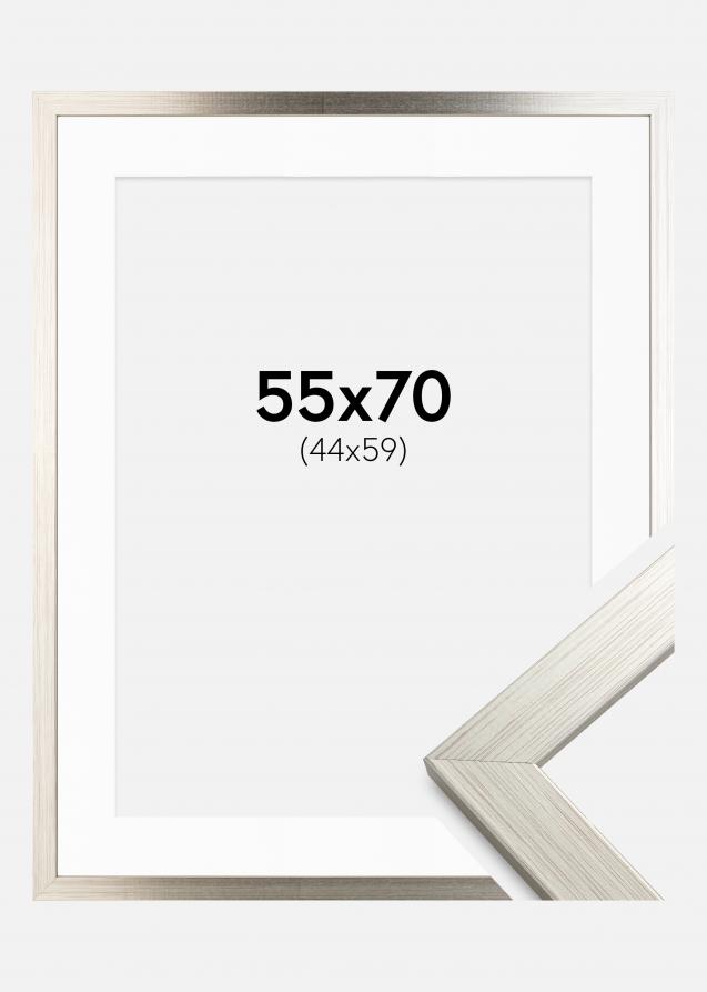 Cornice Silver Wood 55x70 cm - Passe-partout Bianco 45x60 cm