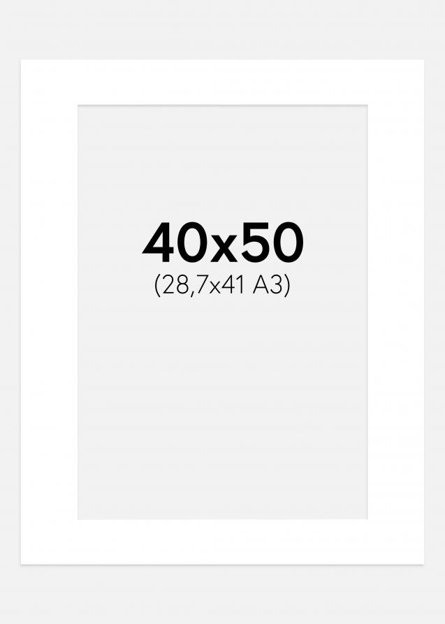 Passe-partout Super bianco (Bordo interno bianco) 40x50 cm (28,7x41 A3)