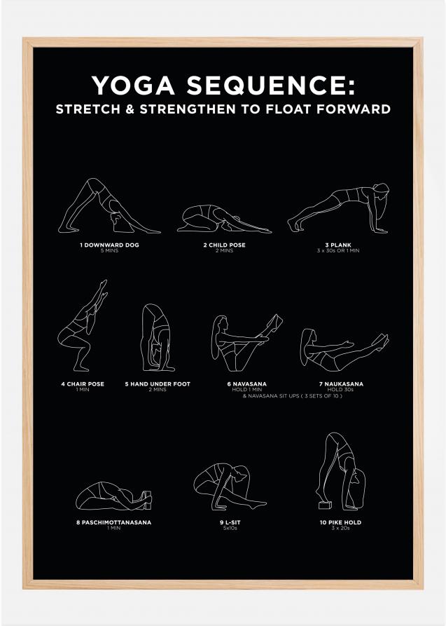 Yoga Sequence - cad.retch & cad.rengthen To Float Forward - Black Poster