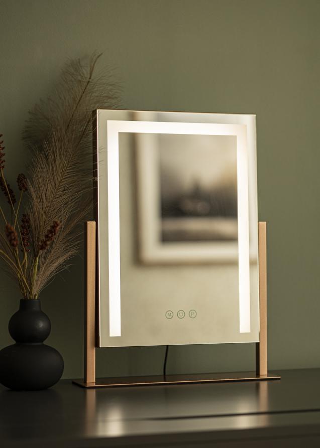 KAILA Specchio per trucco stand LED Oro rosa 30x41 cm
