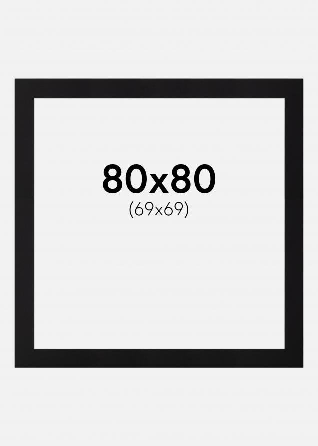 Passe-partout Nero (Bordo interno bianco) 80x80 cm (69x69)