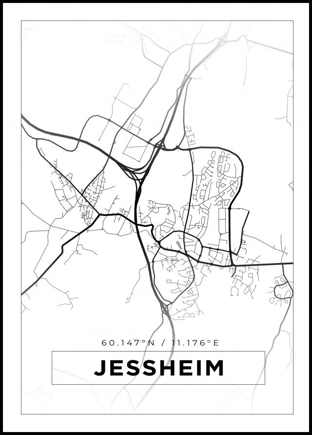 Mappa - Jessheim - Poster bianco