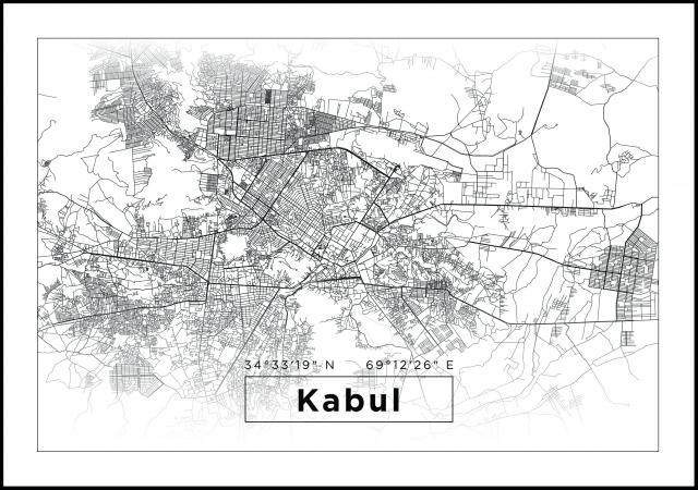 Mappa - Kabul - Bianco Poster