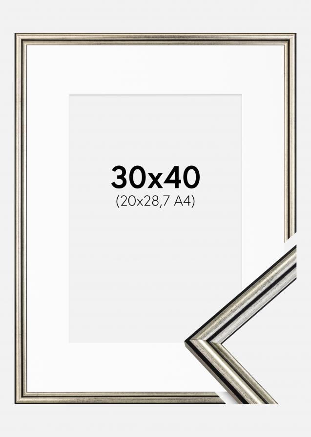 Cornice Horndal Argento 30x40 cm - Passe-partout Bianco 21x29,7 cm (A4)