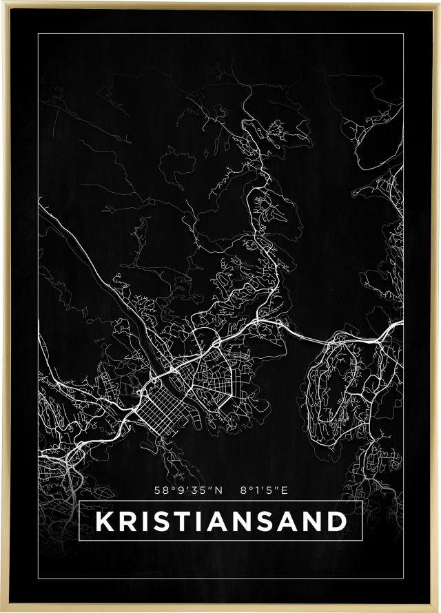 Mappa - Kristiansand - Poster nero