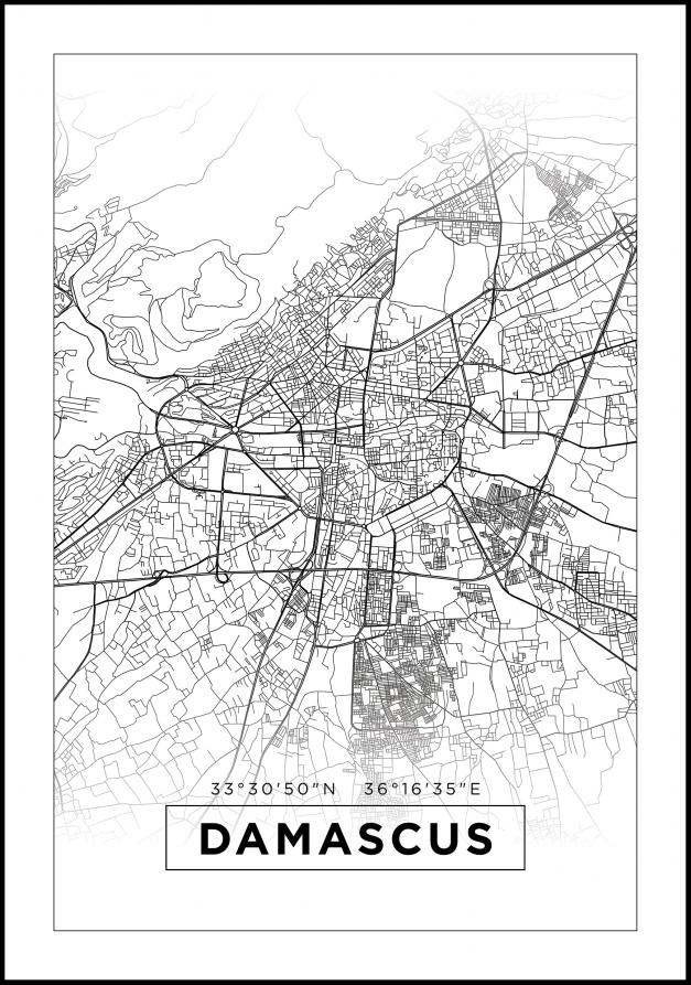 Mappa - Damascus - Bianco Poster