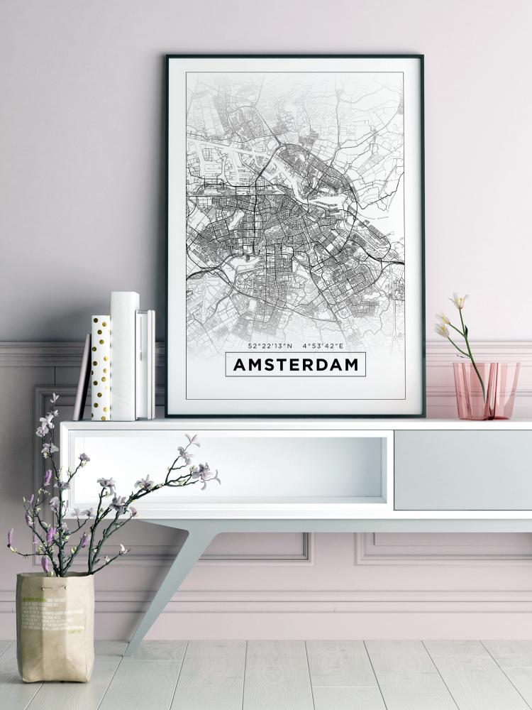 Mappa - Amsterdam - Bianco Poster
