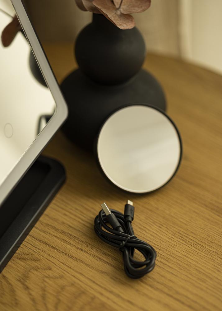 KAILA Specchio per trucco LED Strip con altoparlante Bluetooth Nero 18x30 cm