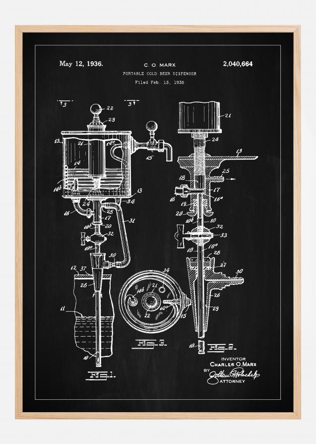 Patent Print - Portable Cold Beer Dispenser - Black Poster