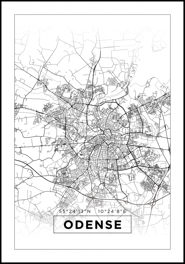 Mappa - Odense - Poster bianco