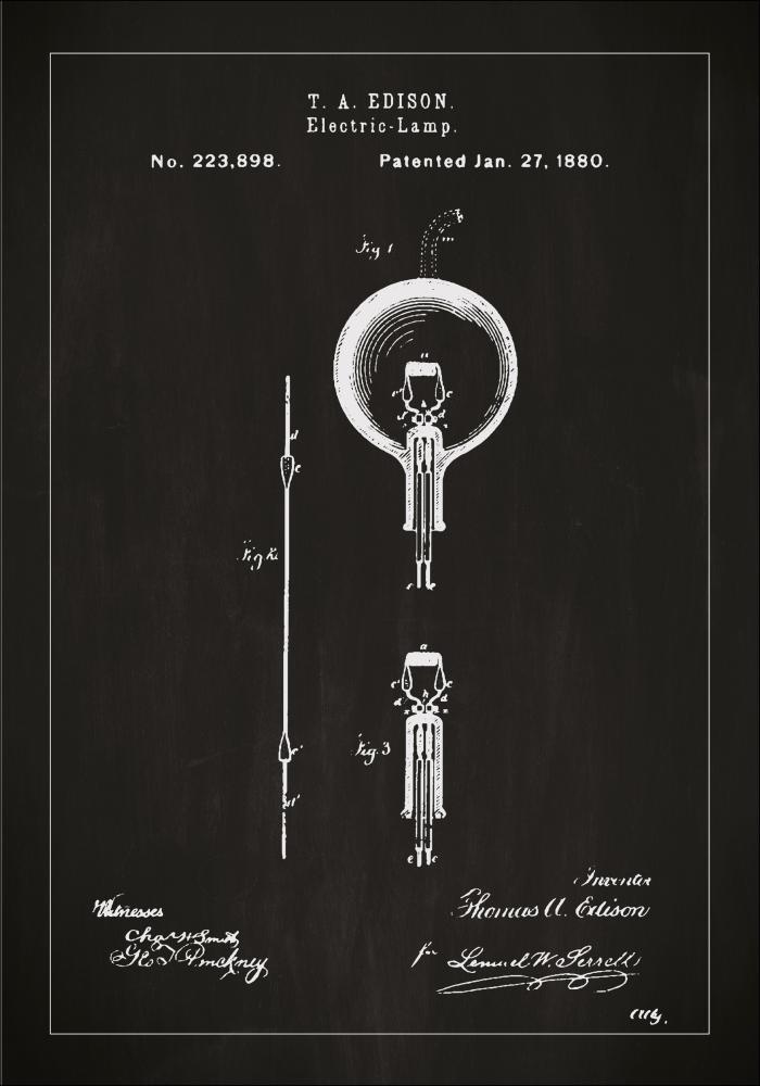 Disegni di brevetti - Lampadina B - Nero Poster