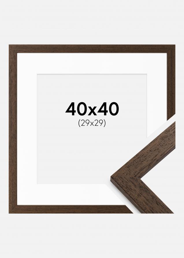 Cornice Brown Wood 40x40 cm - Passe-partout Bianco 30x30 cm