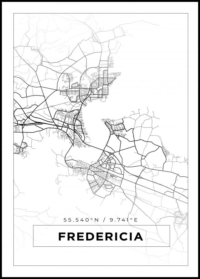Mappa - Fredericia - Poster bianco
