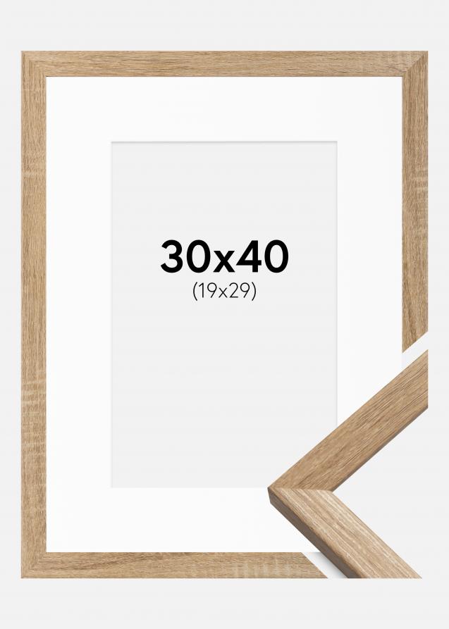 Cornice Fiorito Rovere chiaro 30x40 cm - Passe-partout Bianco 20x30 cm