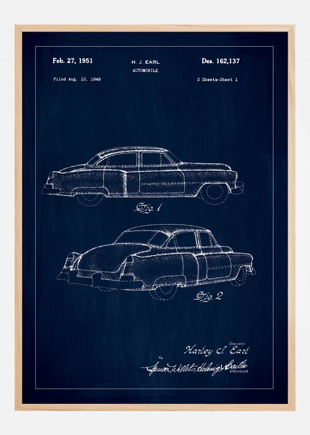 Disegni di brevetti - Cadillac I - Blu Poster