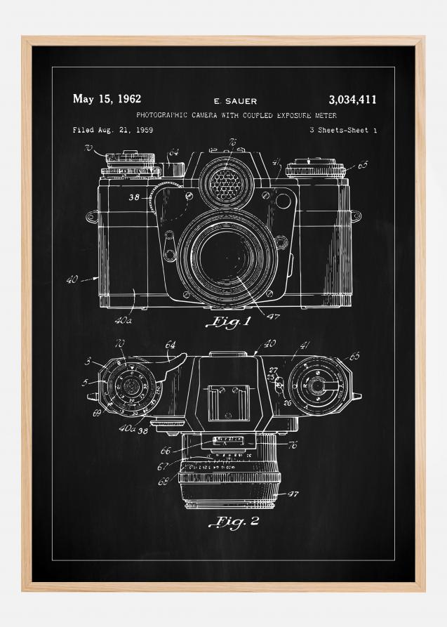 Disegni di brevetti - Macchina fotografica I - Nero Poster