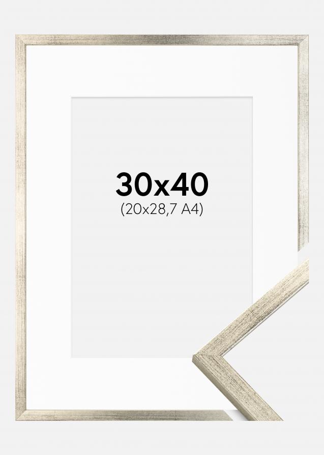 Cornice Galant Argento 30x40 cm - Passe-partout Bianco 21x29,7 cm (A4)