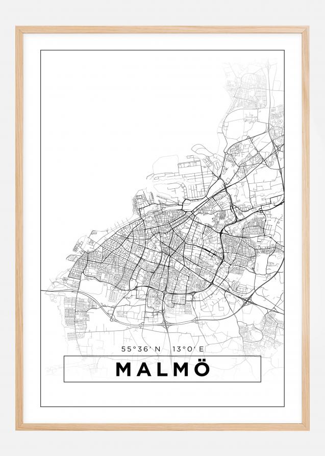 Mappa - Malmö - Bianco Poster