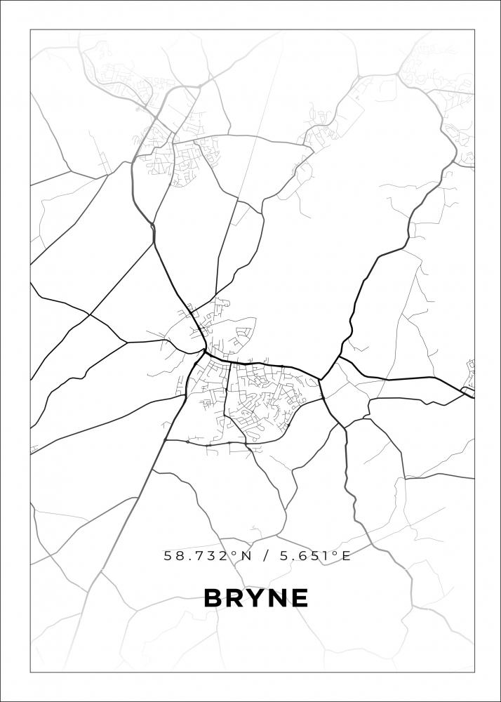 Mappa - Bryne - Poster bianco