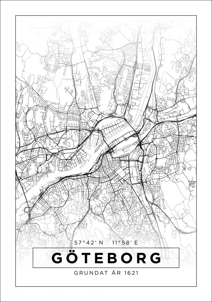 Mappa - Gteborg - Bianco Poster