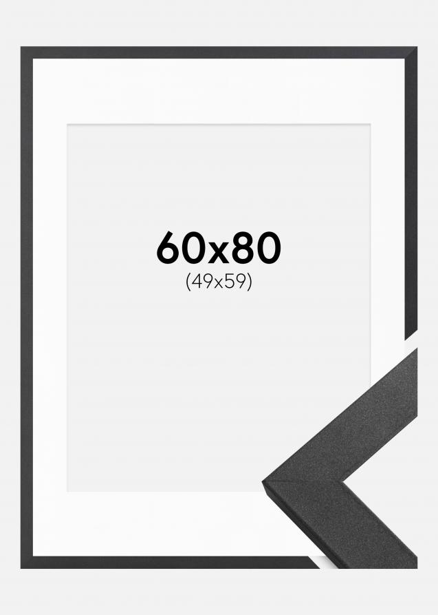 Cornice Graphite Wood 60x80 cm - Passe-partout Bianco 50x60 cm