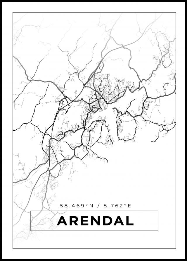 Mappa - Arendal - Poster bianco
