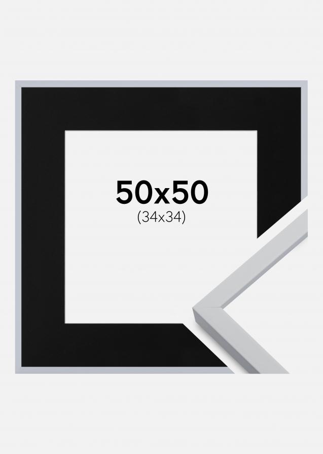 Cornice Oslo Bianco 50x50 cm - Passe-partout Nero 35x35 cm