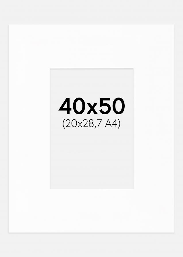Passe-partout XL Bianco (Bordo interno bianco) 40x50 cm (20x28,7 - A4)